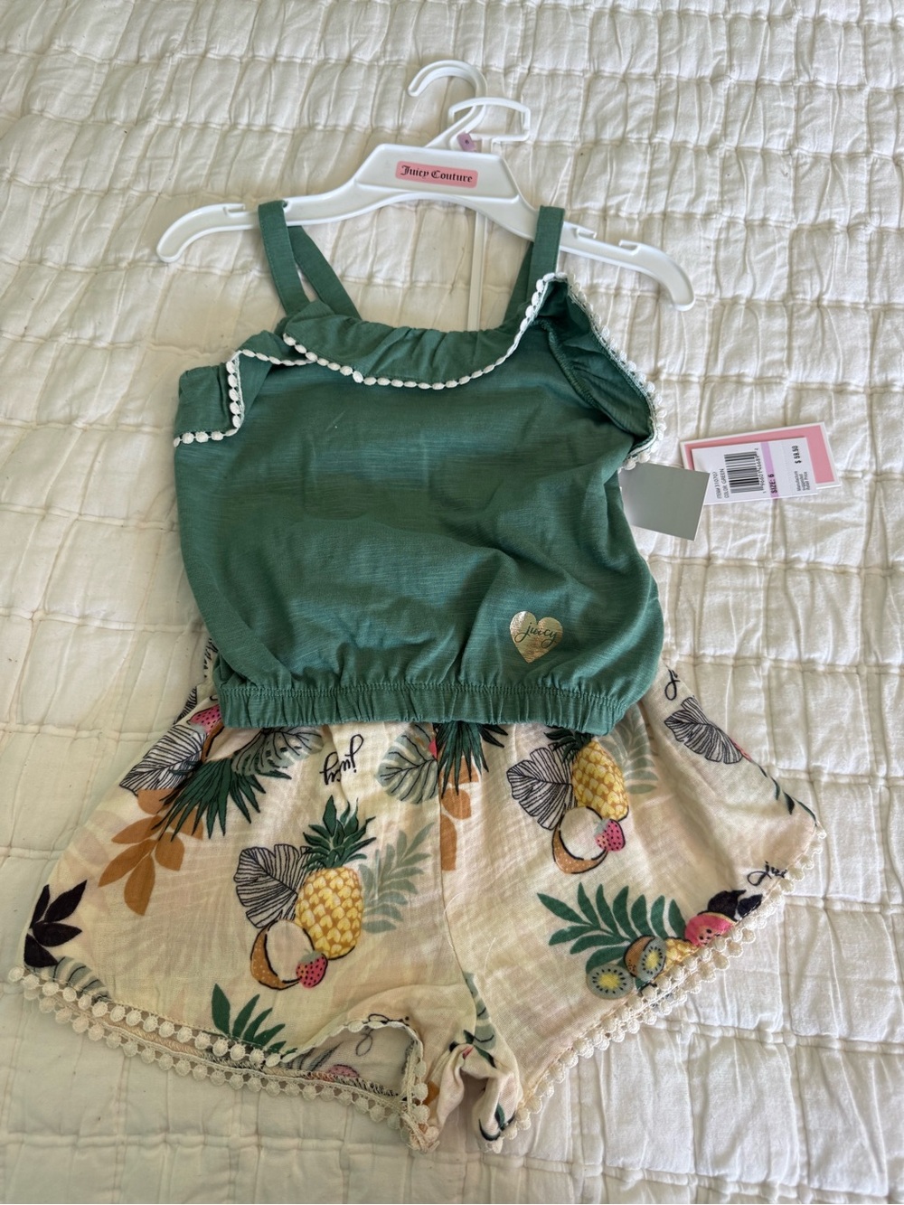 Juicy Couture Girls 2 Pc Tropical Fruit Shorts Set Size 6 NWT
